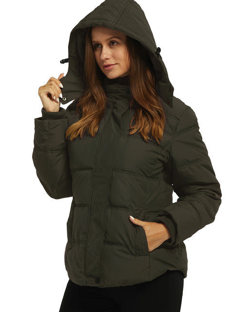 Load image into Gallery viewer, Women&#39;S plus Size Puffer Jacket Warm Outerwear Coat Quilted Winter Jacket with Hood Brown XL
