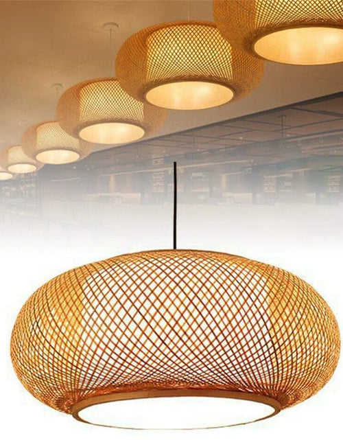 Load image into Gallery viewer, Welty Rustic Hand-Woven Bamboo Rattan Pendant Light, Narural Bamboo Lantern Pendant Cage
