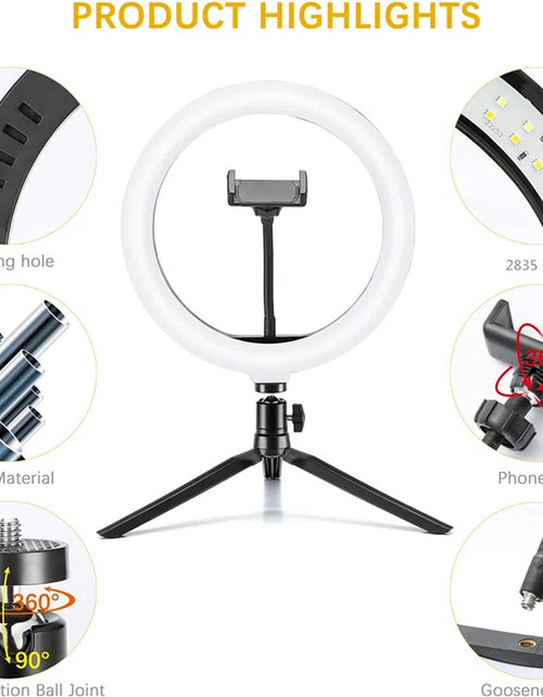 Load image into Gallery viewer, 10&quot; LED Ring Light with Tripod Dimmable for Selfie Tiktok Youtube Livestreaming
