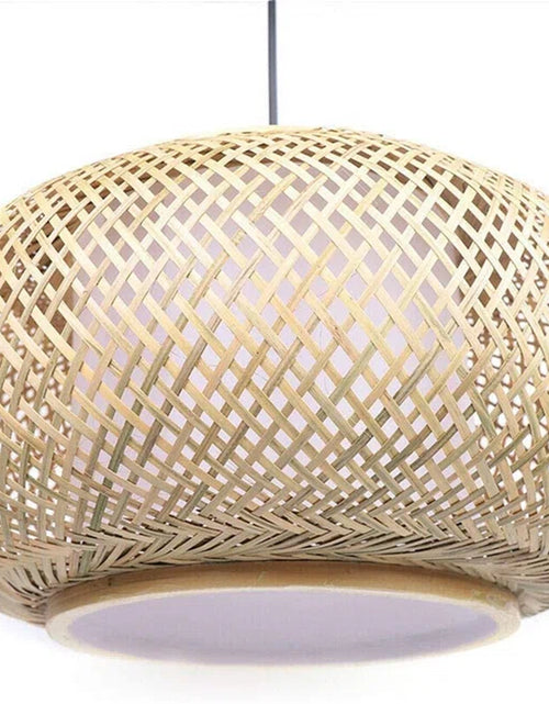 Load image into Gallery viewer, Welty Rustic Hand-Woven Bamboo Rattan Pendant Light, Narural Bamboo Lantern Pendant Cage
