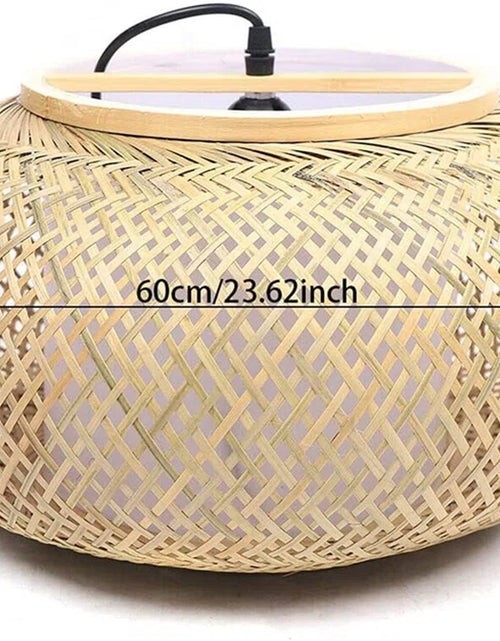 Load image into Gallery viewer, Welty Rustic Hand-Woven Bamboo Rattan Pendant Light, Narural Bamboo Lantern Pendant Cage
