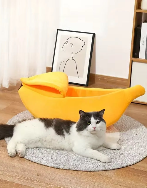 Load image into Gallery viewer, Banana Cat Bed House Funny Cute Cozy Cat Mat Beds Warm Durable Portable Pet Basket Kennel Dog Cushion Cat Supplies Multicolor
