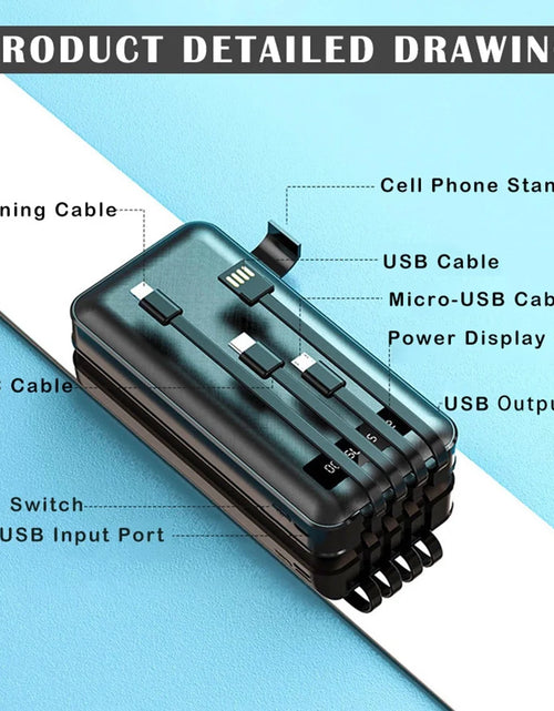 Load image into Gallery viewer, 20000Mah Power Bank Portable Charger with Cables, USB Fast Charging for Phone
