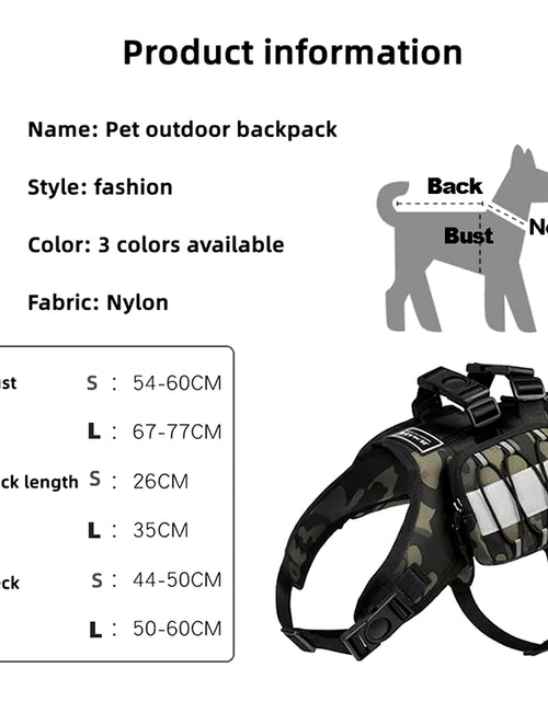 Load image into Gallery viewer, Tactical Dog Harness Backpack Nylon Pet Training Vest with Self Carry Backpack Dog Harness for Small Medium Big Dogs
