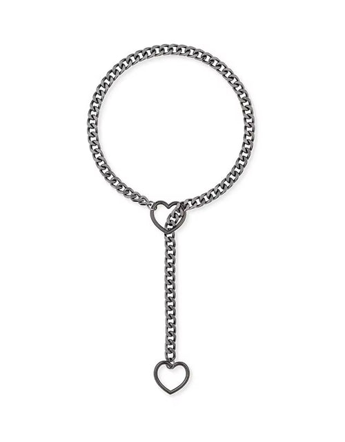 Load image into Gallery viewer, Womens Slip Chain Necklace Heart O-Ring Punk Rock Cuban Long Necklace Jewelry Adjustable Lariat Y-Necklace Heart Locker with Key
