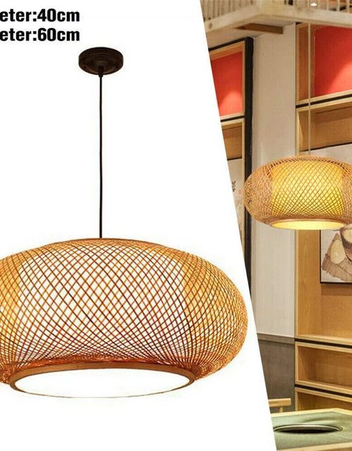 Load image into Gallery viewer, Welty Rustic Hand-Woven Bamboo Rattan Pendant Light, Narural Bamboo Lantern Pendant Cage
