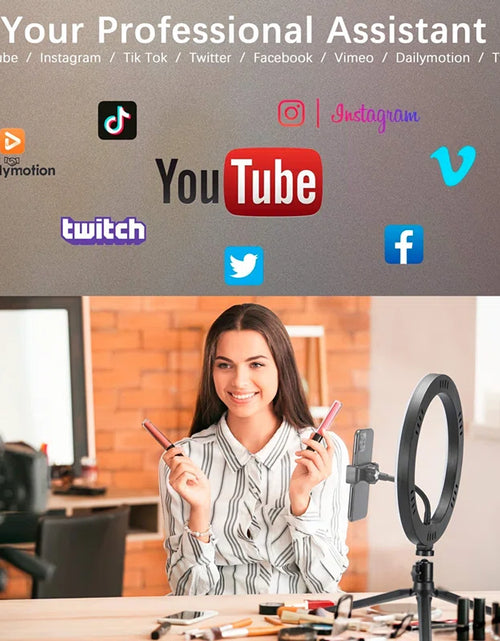 Load image into Gallery viewer, 10&quot; LED Ring Light with Tripod Dimmable for Selfie Tiktok Youtube Livestreaming
