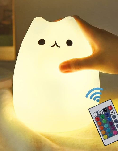 Load image into Gallery viewer, Cat Lamp, Remote Control Silicone Kitty Night Light for Kids Toddler Baby Girls Rechargeable Cute Kawaii Nightlight (Popurlarity Kitty)
