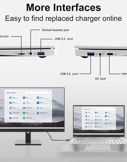 Load image into Gallery viewer, 14 Inch Laptop 8GB DDR4 256GB SSD Windows 11 with Dual-Core Intel Celeron, Webcam, 2.4G/5G Wifi, HDMI, BT5.0, Space Gray
