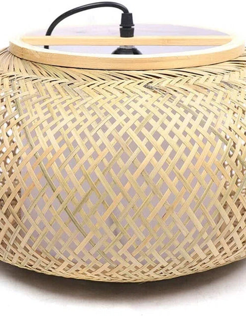 Load image into Gallery viewer, Welty Rustic Hand-Woven Bamboo Rattan Pendant Light, Narural Bamboo Lantern Pendant Cage
