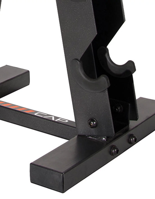 Load image into Gallery viewer, a Frame-Style Dumbbell Stand, Black (Holds 5 Pairs)
