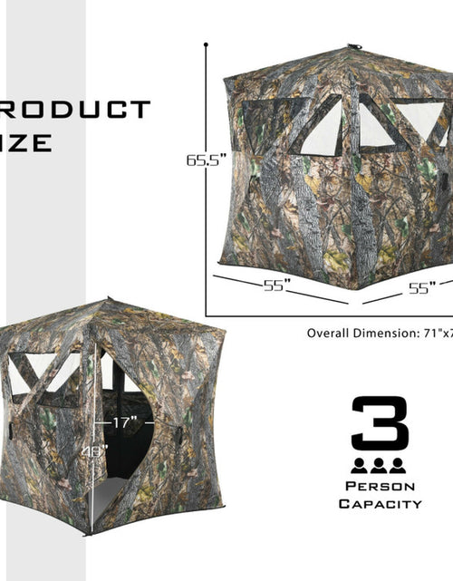 Load image into Gallery viewer, 3 Person Portable Pop-Up Ground Hunting Blind with Tie-Downs

