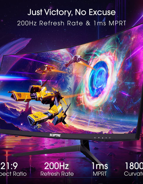 Load image into Gallery viewer, 30-Inch Curved Gaming Monitor 21:9 2560X1080 Ultra Wide Ultra Slim HDMI Displayport up to 200Hz Build-In Speakers, Metal Black (C305B-200UN1)
