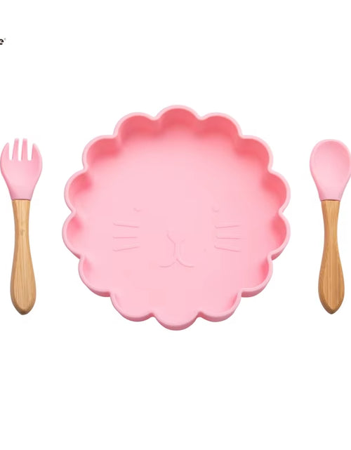 Load image into Gallery viewer, Baby Silicone Feeding Tableware Sets Waterproof Baby Cartoon Lion Dinner Plate Food Grade Silicone Dishes for Baby Tableware
