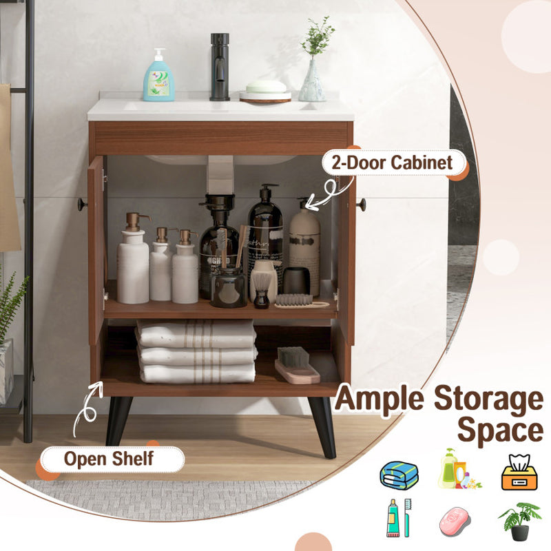 25 Inch Wooden Bathroom Storage Cabinet with Sink