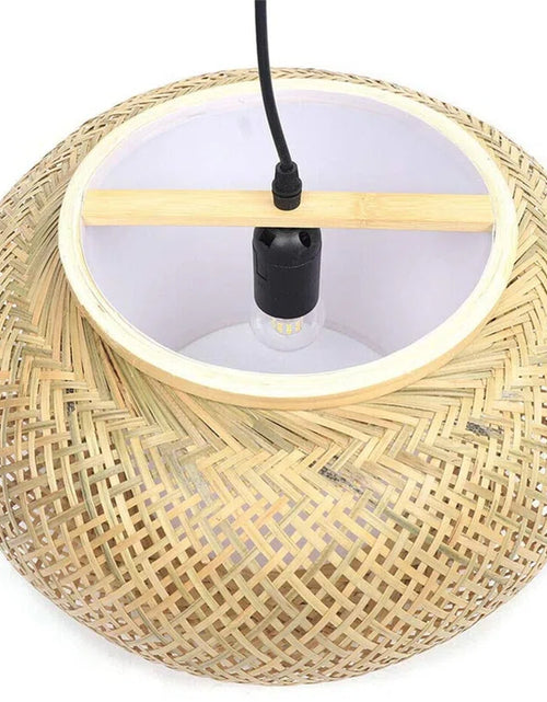 Load image into Gallery viewer, Welty Rustic Hand-Woven Bamboo Rattan Pendant Light, Narural Bamboo Lantern Pendant Cage
