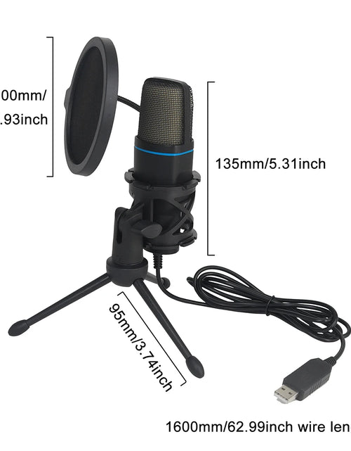 Load image into Gallery viewer, USB Microphone RGB Microfone Condensador Wire Gaming Mic for Podcast Recording Studio Streaming Laptop Desktop PC
