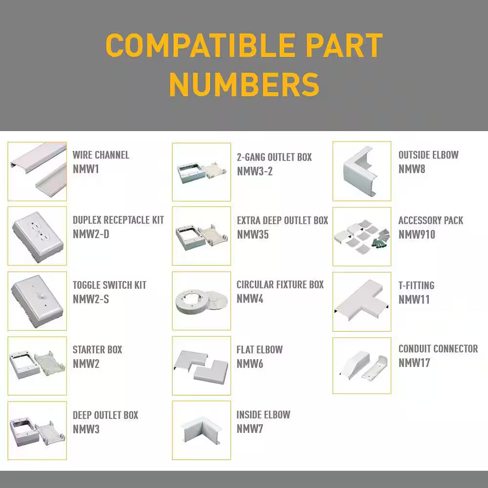 Wiremold Non-Metallic PVC Raceway 15 Amp Duplex Receptacle Box Kit with Faceplate and Outlet, White