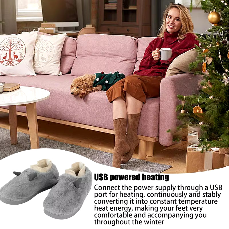 Electric Heating Shoes Plush Electric Heated Foot Warmer Electric Foot Warmer for Microwavable Slippers Heated Shoes and Boots